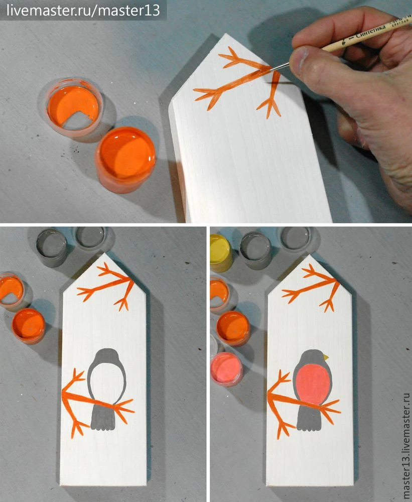 Делаем красивую кормушку для птиц «Снегири»